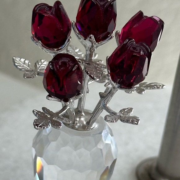 Swarovski six (6) Red Roses in Vase Mini Crystal Trinket Rose Bouquet Authentic - Picture 4 of 9